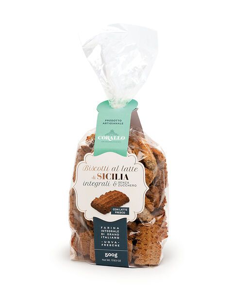 Biscotti al latte di Sicilia integrali e senza zucchero